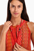Sleeveless long dress in printed cotton voile